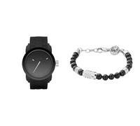 Diesel Homme Double Down S44 Noir Silicone Montre and Acier Inoxydable Bracelet, Coffret