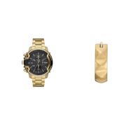 Diesel Homme Griffed Doré Acier Inoxydable Montre and Boucles d'oreilles, Coffret