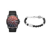 Diesel Homme Master Chief Noir Cuir Montre and Bracelet, Coffret
