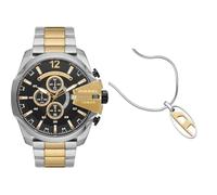 Diesel Homme Mega Chief Bicolore Acier Inoxydable Montre and Argenté Collier, Coffret