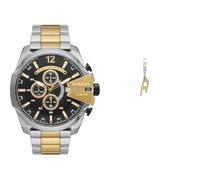 Diesel Homme Mega Chief Bicolore Acier Inoxydable Montre and Doré Boucles d'oreilles, Coffret