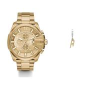 Diesel Homme Mega Chief Doré Acier Inoxydable Montre and Boucles d'oreilles, Coffret