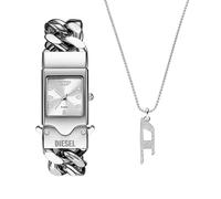 Diesel Homme Montre Argentée Closer et Collier D Logo, Set