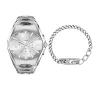 Diesel Homme Montre Argentée D-Curve et Collier D Logo, Set