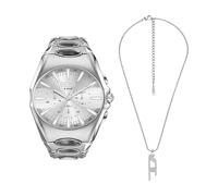 Diesel Homme Montre Argentée D-Curve et Collier D Logo, Set