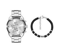 Diesel Homme Montre et Bracelet D Logo Semi-Précieux Argenté Clouté, Ensemble