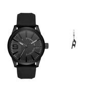 Diesel Homme Rasp Noir Silicone Montre and Acier Inoxydable Boucle d'oreille, Coffret