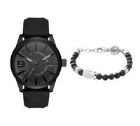 Diesel Homme Rasp Noir Silicone Montre and Acier Inoxydable Bracelet, Coffret