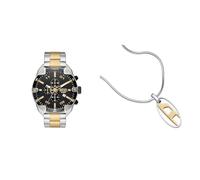 Diesel Homme Spiked Bicolore Acier Inoxydable Montre and Argenté Collier, Coffret