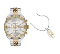 Diesel Homme Spiked Bicolore Acier Inoxydable Montre and Argenté Collier, Coffret