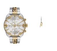 Diesel Homme Spiked Bicolore Acier Inoxydable Montre and Doré Boucles d'oreilles, Coffret