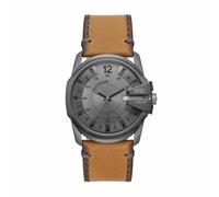 Diesel Master Chief Montre pour Homme, Mouvement à Quartz avec Bracelet en Silicone, Acier Inoxydable ou Cuir, Marron Clair et Gris Foncé, 43mm