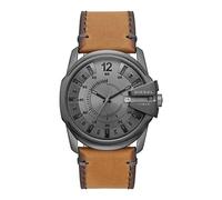 Diesel Master Chief Montre pour Homme, Mouvement à Quartz avec Bracelet en Silicone, Acier Inoxydable ou Cuir, Marron Clair et Gris Foncé, 43mm