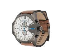 Diesel Chief Series Montre pour Homme, Mouvement Chronographe avec Bracelet en Silicone, Acier Inoxydable ou Cuir, Marron et Blanc, 51mm
