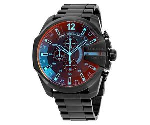 Diesel Mens Méga Chef Acier Ip Noir Irisé Dz4318 Montre Noir
