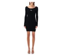 Diesel - Mini-robe noire côtelée avec découpe ovale - Femme - Robes - Noir - Taille: 40 FR