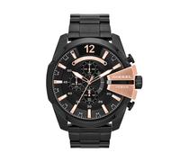 Diesel Montre pour homme Mega Chief, mouvement chronographe, boîtier en acier inoxydable noir de 51 mm avec bracelet en acier inoxydable, DZ4309