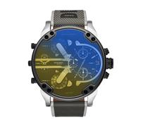 Diesel Mr. Daddy Montre pour Homme, Mouvement Multifonctionnel avec Bracelet en Silicone, Acier Inoxydable ou Cuir, Gris et Ton Argenté, 57mm