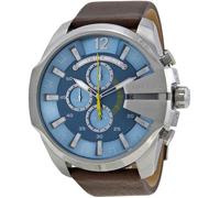Diesel Montre D'Homme DZ4281 Cadran Bleu Chronographe Bracelet Cuir Marron