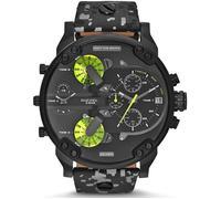 Diesel Montre D'Homme DZ7311 Cadran Noir Chronographe Double Zone Bracelet Cuir Camouflage Gris