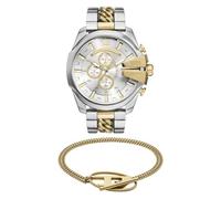 Diesel Montre Mega Chief Multicolore pour Homme et Bracelet Oval D Logo en Acier Inoxydable doré, Set