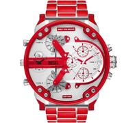Diesel Montre Mr. Daddy 2.0 à deux aiguilles, en acier inoxydable et laque rouge, pour homme, DZ7480
