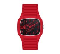 Diesel Montre pour homme Cliffhanger 2.0, mouvement à quartz trois aiguilles, boîtier mixte rouge de 45 mm avec bracelet en silicone, DZ2165