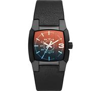 Diesel Montre pour homme Cliffhanger, mouvement à trois aiguilles, boîtier en acier inoxydable noir de 36 mm avec bracelet en cuir, DZ2000