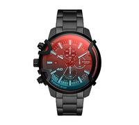 Diesel Montre pour homme, Griffé, mouvement chronographe, boîtier en acier inoxydable noir de 48 mm avec bracelet en acier inoxydable, DZ4578