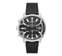 Diesel Montre pour homme Griffed, mouvement chronographe, boîtier en acier inoxydable argenté de 42 mm avec bracelet en cuir, DZ4603