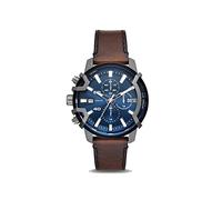 Diesel Montre pour homme Griffed, mouvement chronographe, boîtier en acier inoxydable Gunmetal de 42 mm avec bracelet en cuir, DZ4604