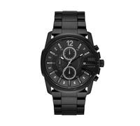 Diesel Montre pour homme Master Chief Chrono, mouvement à trois aiguilles, boîtier en acier inoxydable noir de 49 mm avec bracelet en acier inoxydable, DZ4180