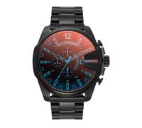 Diesel Montre pour homme Mega Chief, mouvement chronographe, boîtier en acier inoxydable noir de 59 mm avec bracelet en acier inoxydable, DZ4318