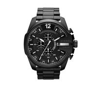 Diesel Montre pour homme Mega Chief, mouvement chronographe, boîtier en acier inoxydable noir de 59 mm avec bracelet en acier inoxydable, DZ4283