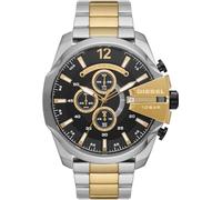 Diesel Montre pour homme Mega Chief, mouvement chronographe, boîtier en acier inoxydable tricolore de 51 mm avec bracelet en acier inoxydable, DZ4581