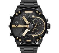 Diesel Montre pour Homme Mr. Daddy 2.0, mouvement chronographe, boîtier en acier inoxydable noir de 57 mm avec bracelet en acier inoxydable, DZ7435