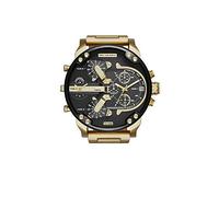 Diesel Montre pour Homme Mr. Daddy 2.0, mouvement multifonction, boîtier en acier inoxydable doré de 57 mm avec bracelet en acier inoxydable, DZ7333