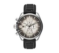 Diesel Montre pour Homme Ms9 Chrono, Mouvement Chronographe à Quartz, Boîtier en Acier Inoxydable Argenté de 47 mm avec Bracelet en Silicone, Dz4483