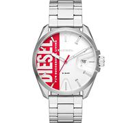 Diesel Montre pour homme Ms9, mouvement à trois aiguilles avec date, boîtier en acier inoxydable argenté de 44 mm avec bracelet en acier inoxydable, DZ1992