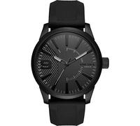 Diesel Montre pour homme Rasp, mouvement à quartz, boîtier en acier inoxydable noir de 46 mm avec bracelet en silicone, DZ1807
