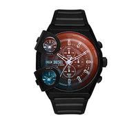 Diesel Montre pour homme Sideshow, mouvement à quartz deux aiguilles, boîtier en acier inoxydable noir de 51 mm avec bracelet en silicone, DZ7474