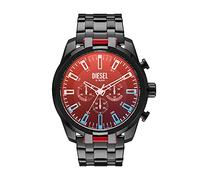 Diesel Montre pour homme, Split, mouvement chronographe, boîtier en acier inoxydable noir de 51 mm avec bracelet en acier inoxydable, DZ4589