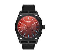 Diesel Montre pour homme Timeframe, mouvement chronographe, boîtier en acier inoxydable noir de 48 mm avec bracelet en cuir, DZ4544