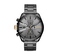 Diesel MS9 Montre pour Homme, Mouvement Chronographe, Bracelet en Silicone, Acier Inoxydable ou Cuir, Noir et Gris, 54mm