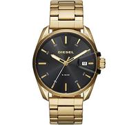 Diesel MS9 Montre pour Hommes, Mouvement à Quartz avec Bracelet en Silicone, Acier Inoxydable ou Cuir, Ton Or et Noir, 44mm