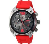 Diesel Overflow Montre pour Homme, Mouvement Chronographe, Bracelet en Silicone, Acier Inoxydable ou Cuir, Rouge et Gris, 55mm
