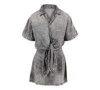 Diesel - Robe chemise avec découpe à la taille et lien - Femme - Robes - Gris - Taille: 38 FR