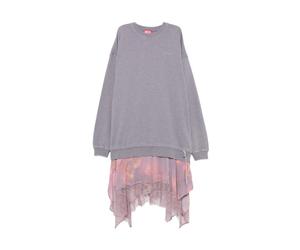 Diesel - Robe mi-longue avec bordure en dentelle - Femme - Robes - Violet - Taille: 38 FR