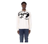 Diesel - S-Boxt Flocked Oval D SweaT-shirt - Homme - Sweatshirts et sweats à capuche - Blanc - Taille: XL