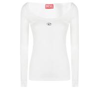 Diesel - T-shirt slim côtelé avec Oval D métallique - Femme - Tops - Blanc - Taille: 42 FR
